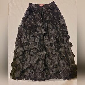 Sugar Thrillz Black Floral Applique Maxi Skirt